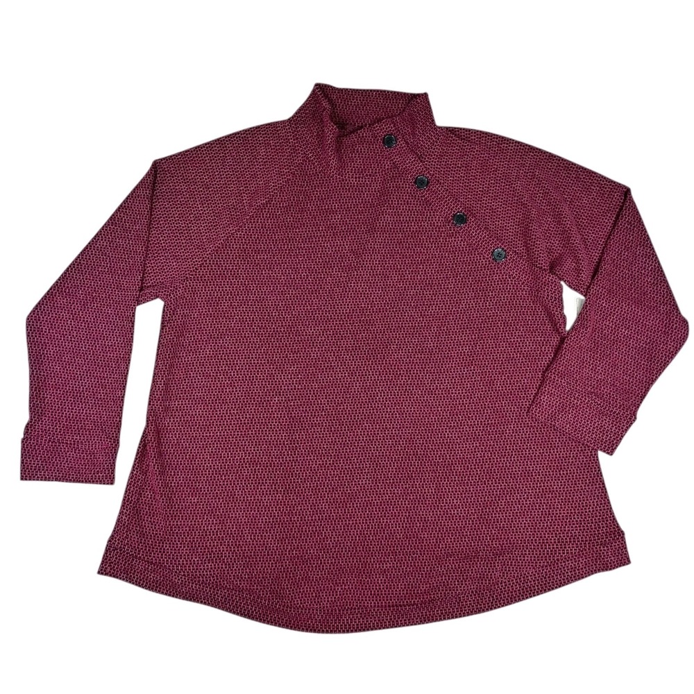 NWT French Laundry Pullover Chenille Top Womens 3XL Burgundy Mock Neck Plus Size